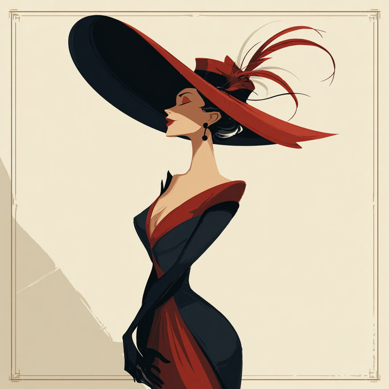 «Lady in Red Hat», art mural sur toile tendue, H 20 po x l 20 po