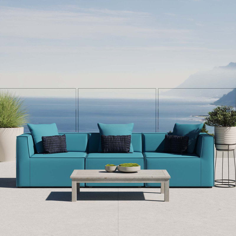 Canapé modulaire rembourré 3 pièces Saybrook, Turquoise
