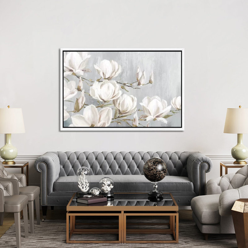 White Magnolia by Eva Watts - Wrapped Canvas Print, White Framed, 66.04 cm H x 45.72 cm W x 3.175 cm D