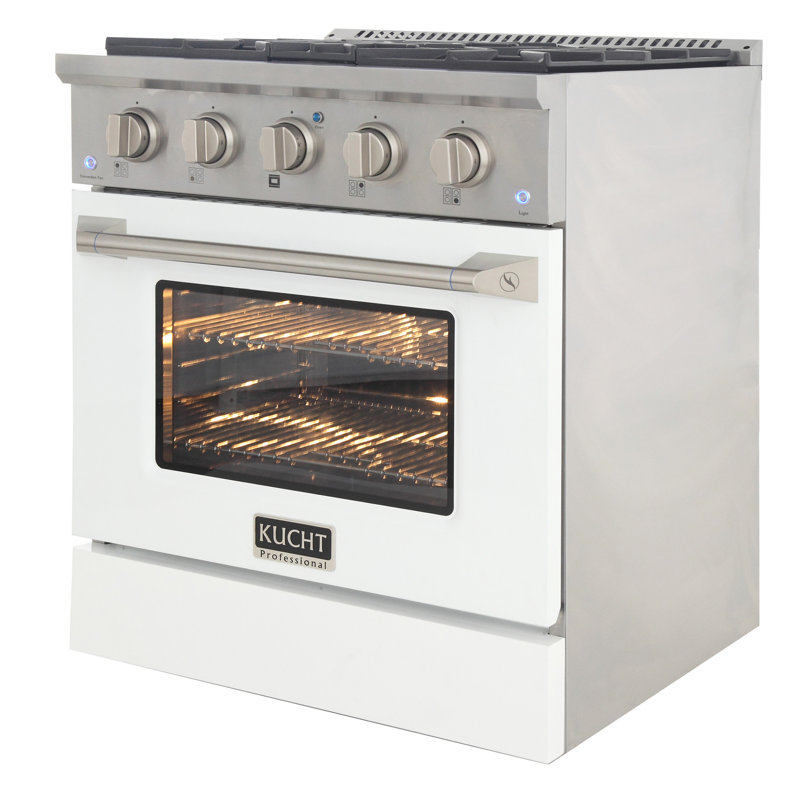 Kucht 30'' W Dual Fuel Free Standing Range, White, Liquid Propane