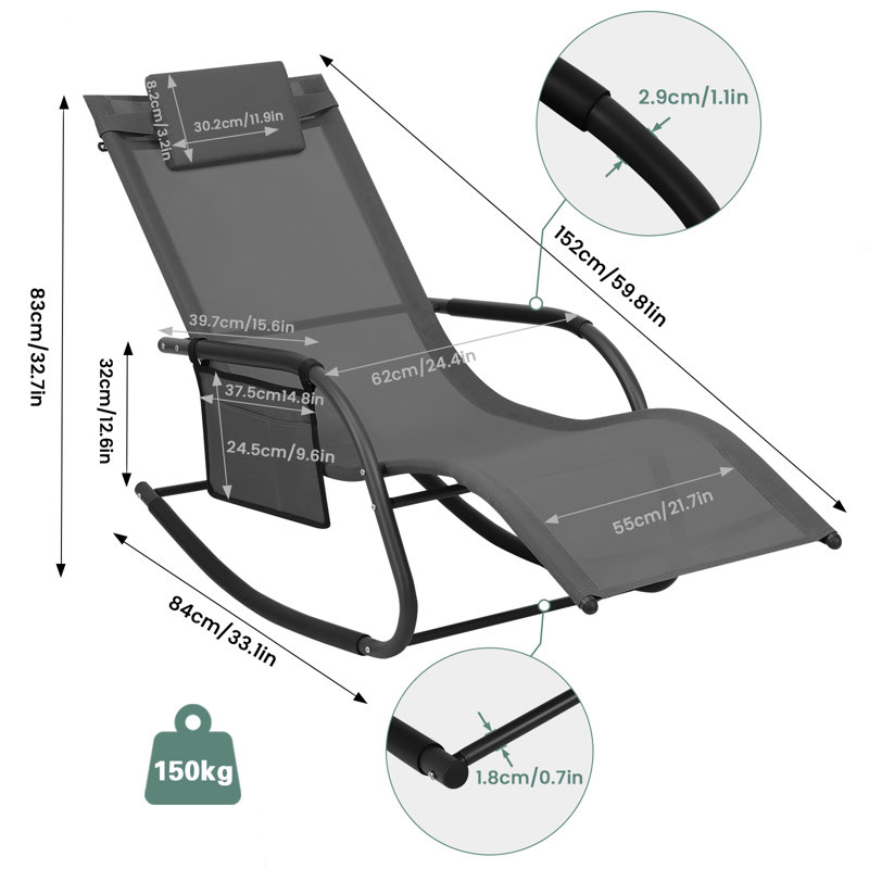 Avraham Reclining Single Chaise, Grey