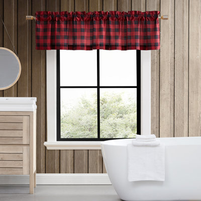 Eddie Bauer Mountain Plaid Red Pole Top Window Valance