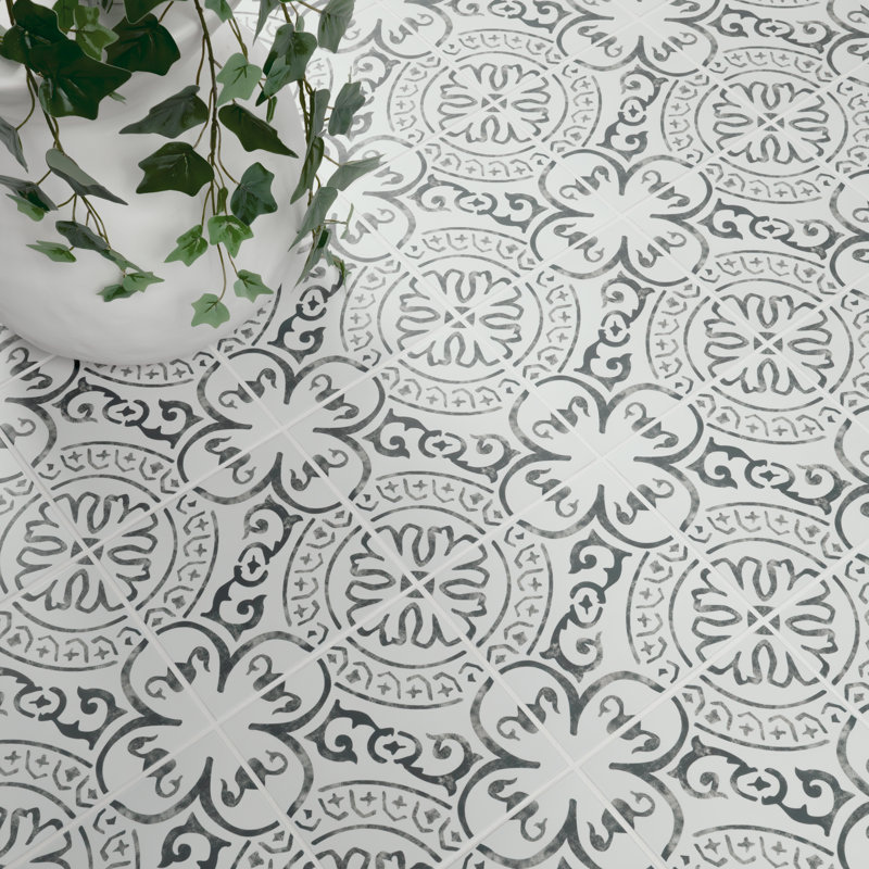 Amara 8 in. x 8 in. Encaustic Look Matte Porcelain Floor and Wall Tile, Sareen