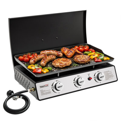 Royal Gourmet 3-Burner Portable Gas Grill Griddle with Top Hard Cover