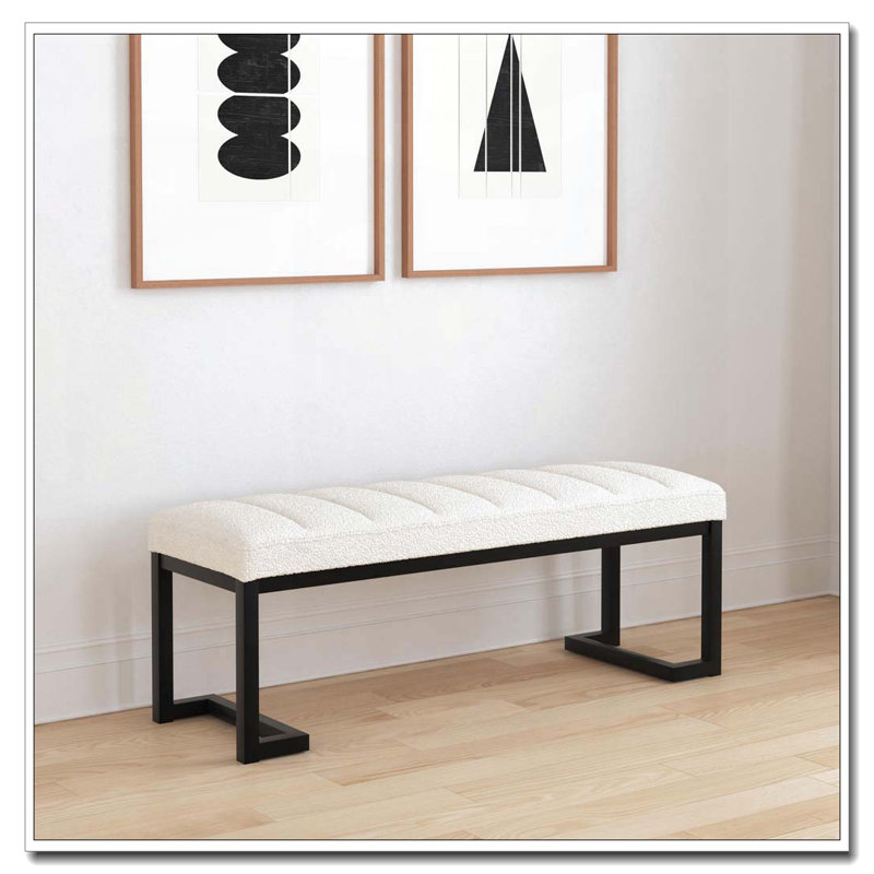 Banc rembourré capitonné Mira Vanilla Boucle