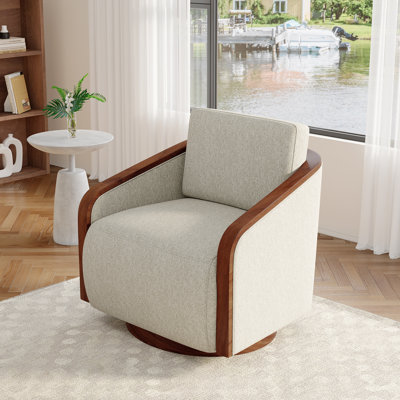 Upholstered Swivel Barrel Chair