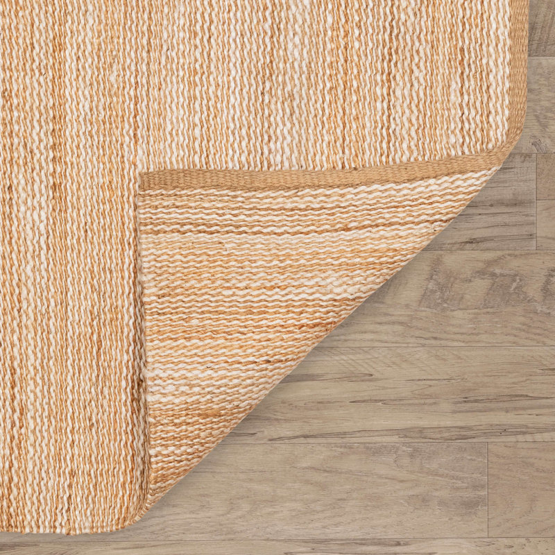 Handwoven Blue and Beige Jute Rectangular Rug, 5' x 8'