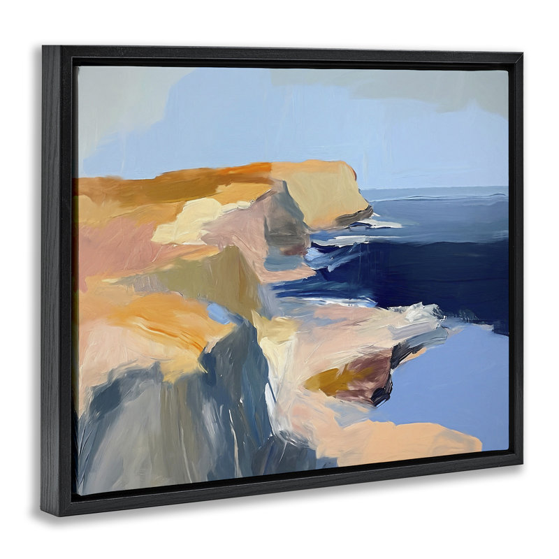 «Rugged Cliff Coastline», art mural encadré flottant par Ramona Murdock, Cadre flottant noir de jais, H 17 po x l 21 po