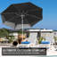 Parasol de table 9 pi - Gris, protégé, facile à ajuster, 8 nervures pour patio, jardin, plage, piscine