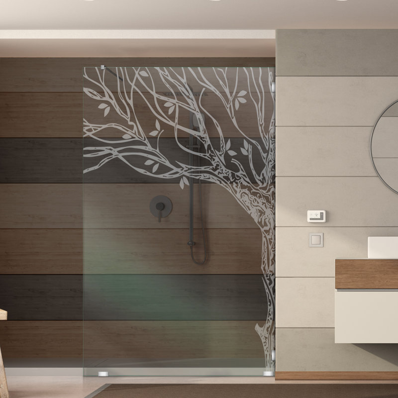Cloison de douche sans cadre de 47 po x H 75 po avec motif givré permanent