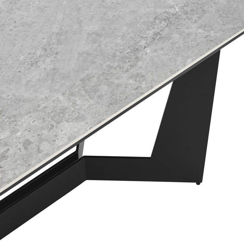 Mateo Matte Black Extendable Marble Ceramic Dining Table
