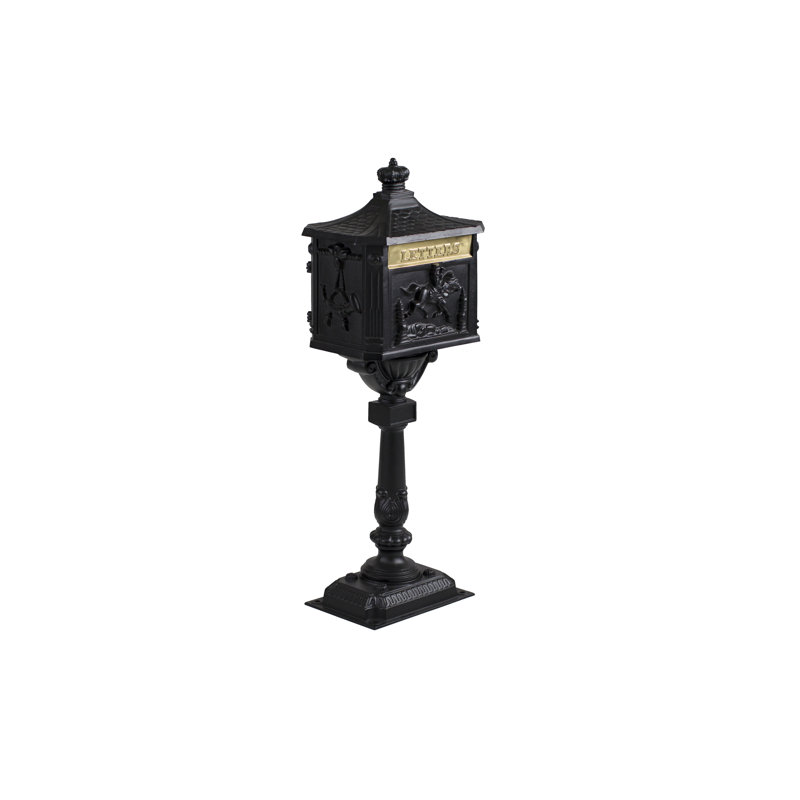 Locking Post Mounted Mailbox, Black