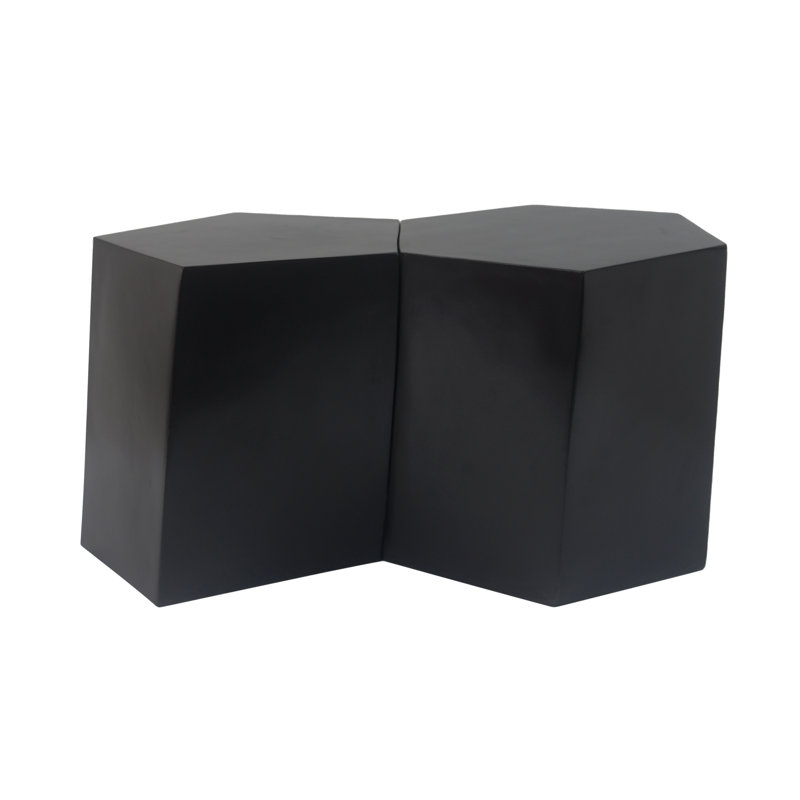 Zayd Modern MGO End Table Set With Geometric Design, Black