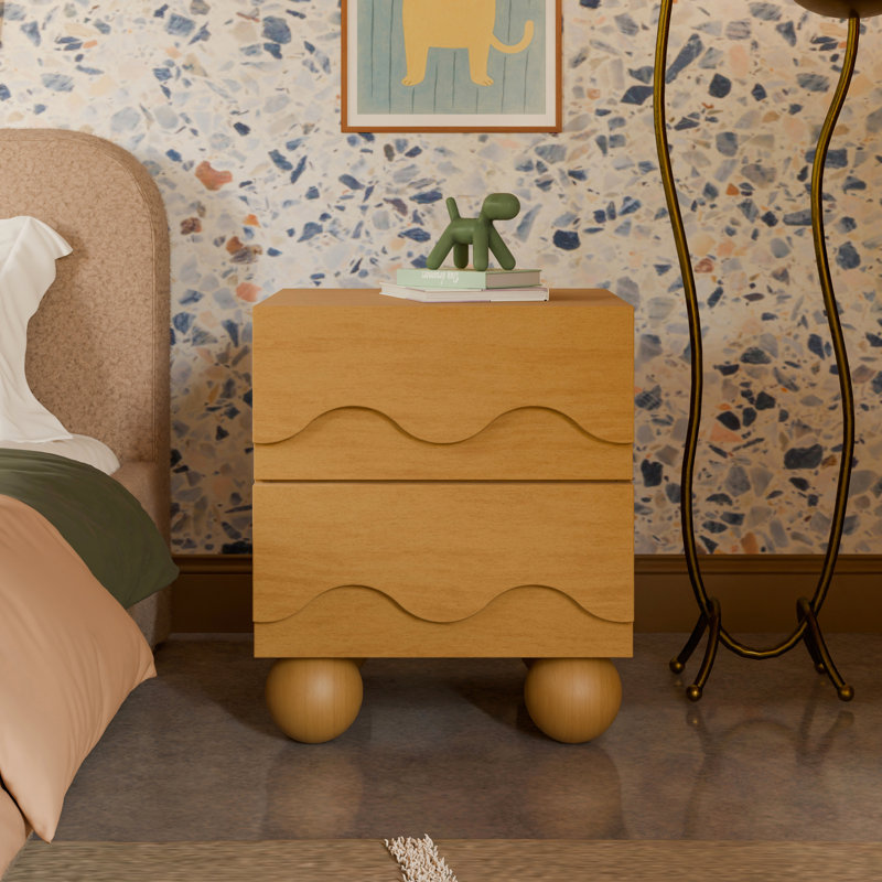 Lido Wave Assembled Nightstand, Honey