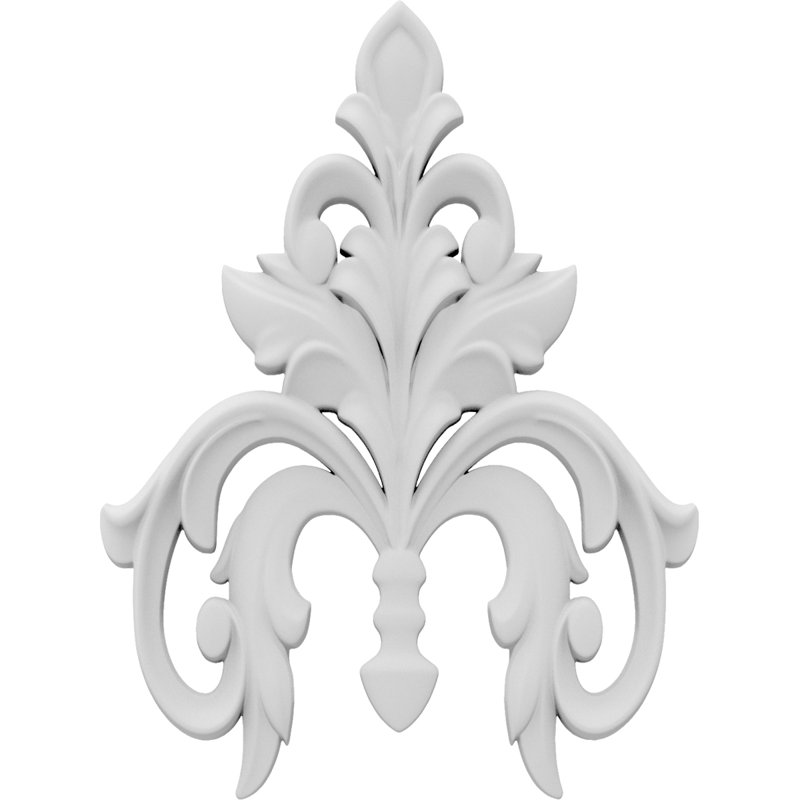 Elyria H W D Composite Rosette Applique, 8" H x 6" W x .63" D