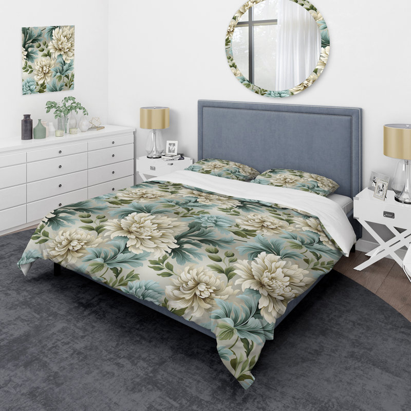 Ensemble de housse de couette Petask Symphony Green Damask Harmony - Damask, Housse de couette pour très grand lit et 2 très