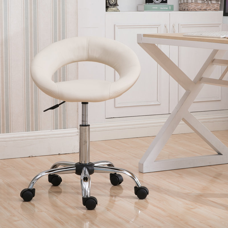 Kurt Backed Adjustable Height Lab Stool, Cream
