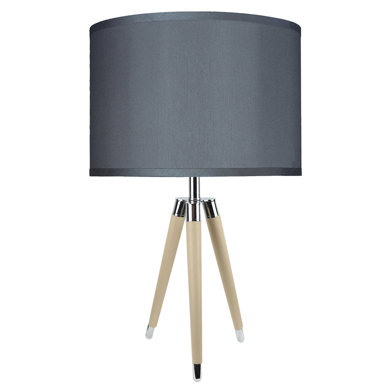Lampe de table à trépied 27 po Linco, Soie grise, Brun clair