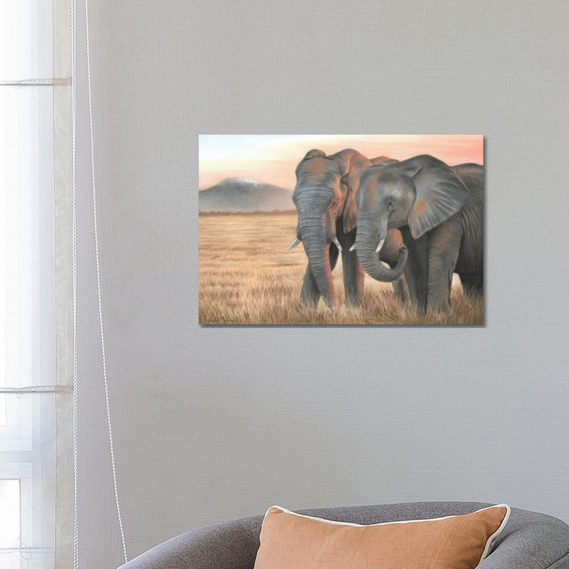 Two Elephants by Richard Macwee - Wrapped Canvas Gallery-Wrapped Canvas Giclée, 66.04 cm H x 45.72 cm W x 3.175 cm D