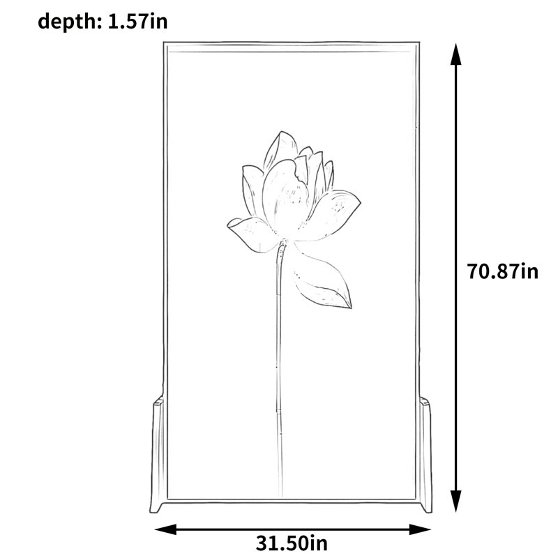 Écran en bois Lotus Art, H 70,87 po x l 31,5 po x P 1,57 po