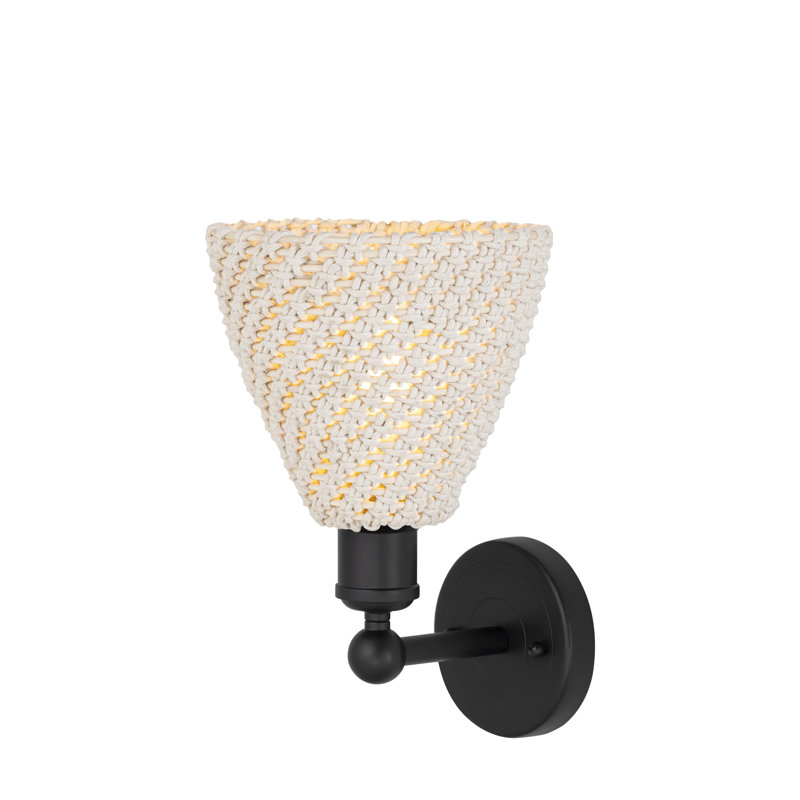 Barberio Steel Armed Sconce, Crème / noir mat