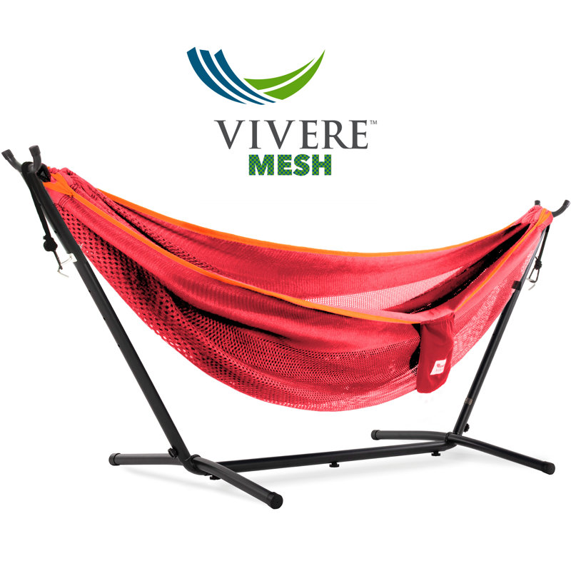 Terrence Double Classic Hammock with Stand, Punch/Peach