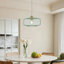 Luminaire suspendu moderne en verre rayé vert et transparent à 1 lumière Modern-3500469