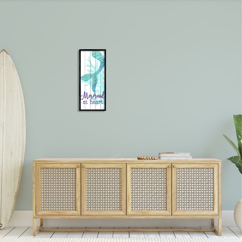 «Mermaid at Heart Saying Calligraphy Turquoise Tail» par Kim Allen - impression, H 24 po x l 10 po