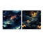 Noir Skies Moody Patterns - Ensemble abstrait d'art mural en acrylique sur verre-103930235