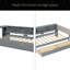 Lit plateforme en bois avec tablettes de rangement, tiroirs, station de charge et tête de lit tapissier-654673233