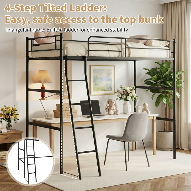 Zebedee Metal Loft Bed with Multifunctional Design