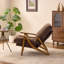 2 pièces Chaise d'appoint rembourrée en chenille avec dossier réglable à 5 positions, accoudoirs en bois d'hévéa, chaise de loisir d'intérieur-1478004816