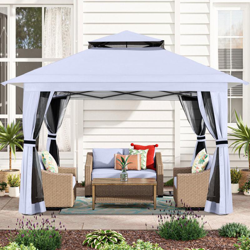 Pavillon de jardin MASTERCANOPY avec murs grillagés et toit ventilé, 13 pi x 13 pi, Beige brun bicolore