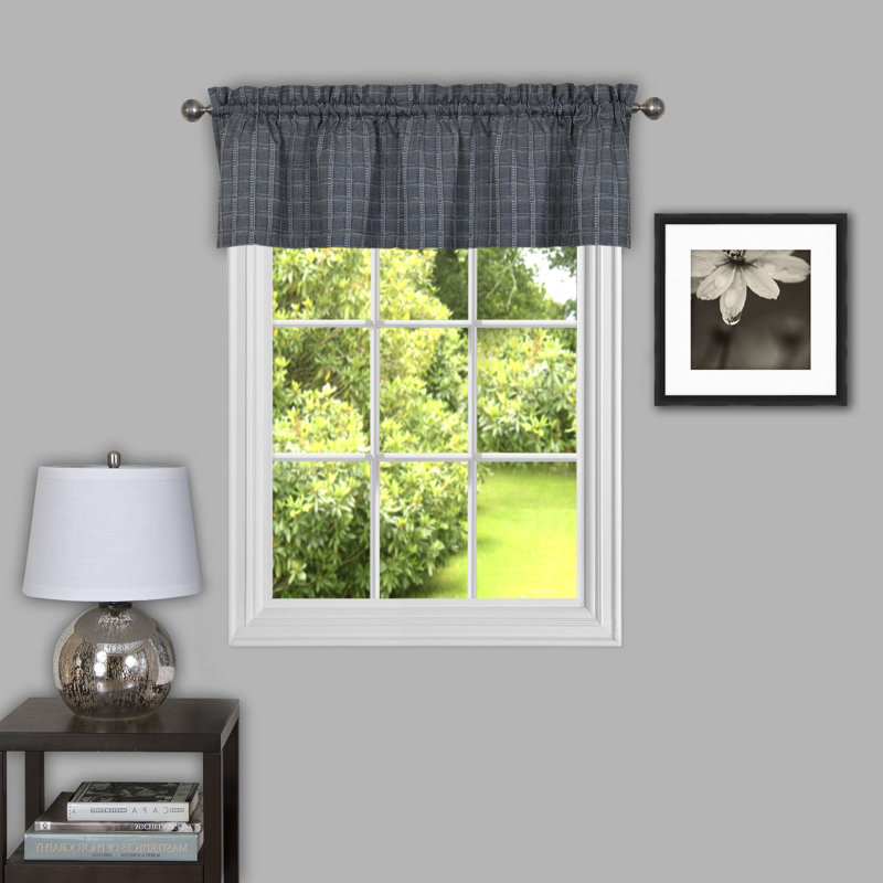 Assel Geometric Tailored Window Valance, Gray