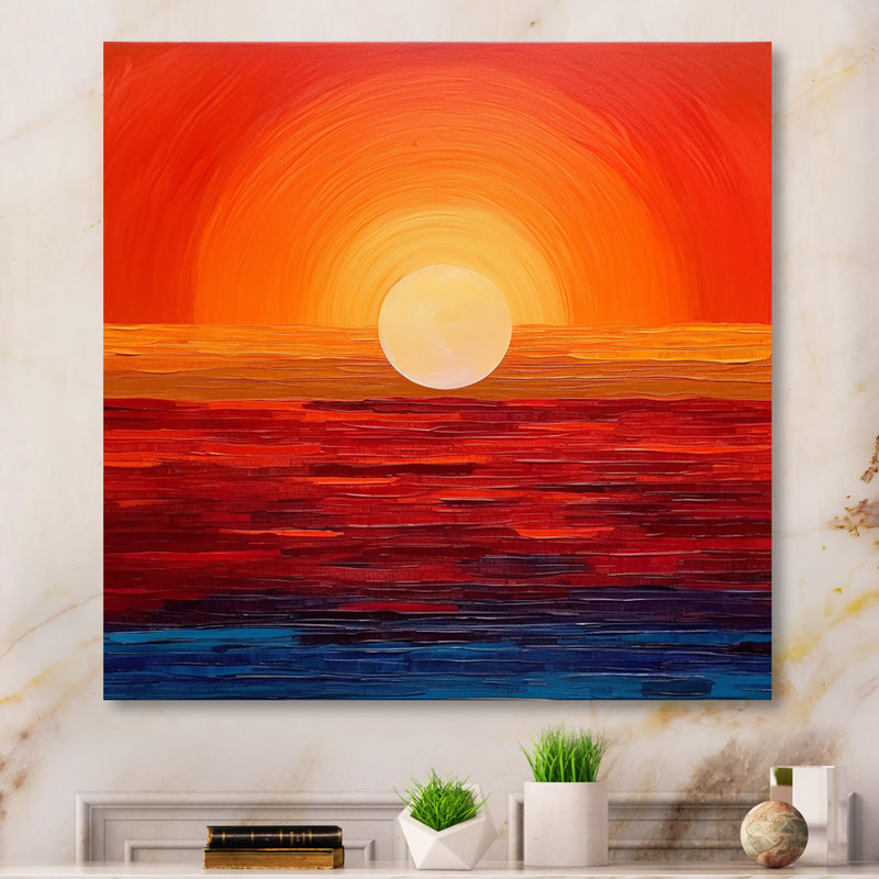 Orange jaune doré, coucher de soleil III, art mural coucher de soleil, H 36 po x l 36 po x P 1,5 po, Toile tendue