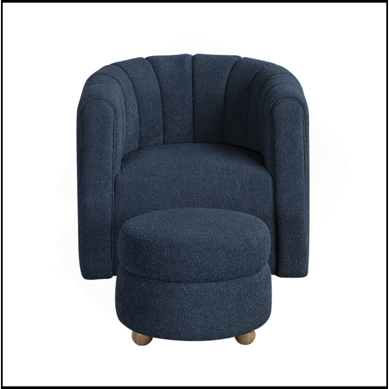 Mobilier de salon moderne et pivotant avec repose-pieds Boucle, Bleu