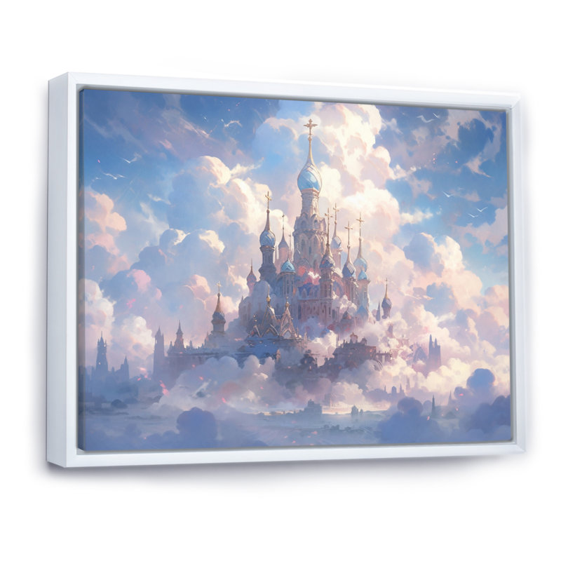 Château dans les nuages I sur toile, H 30 po x l 40 po x P 1,5 po, Cadre flottant blanc