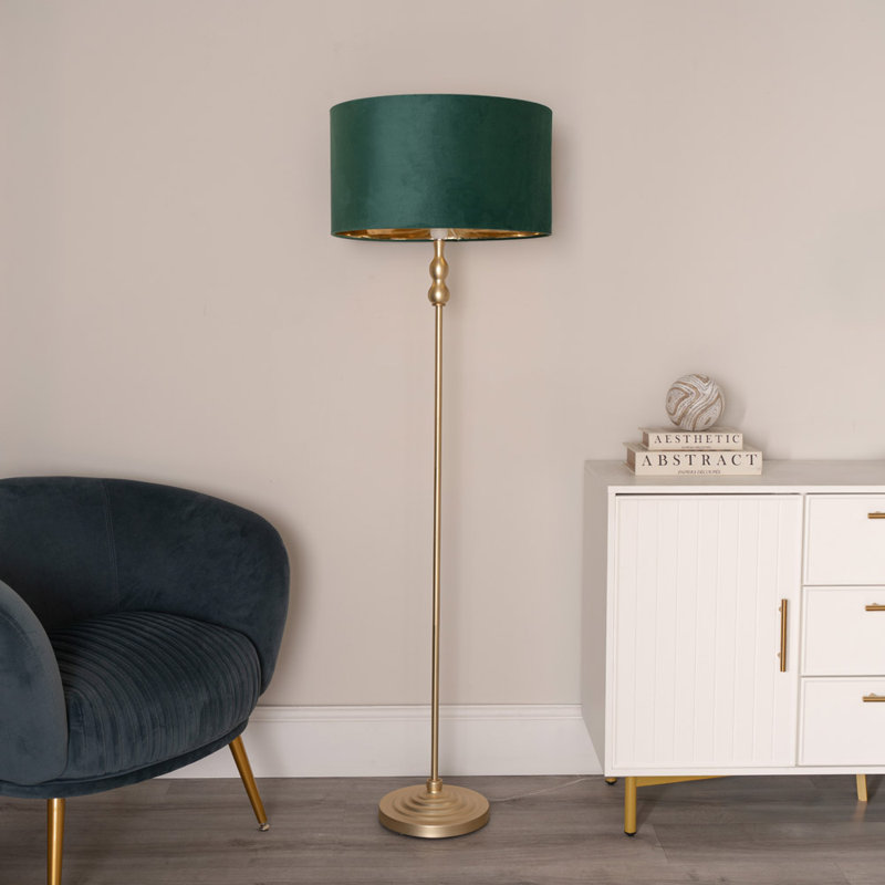 Travilah 151cm Traditional Floor Lamp, Brushed, Yes, Green/Gold