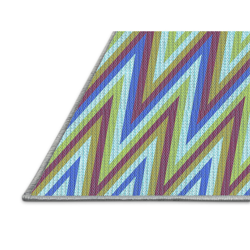Tapis bleu rectangulaire tissé à la machine 5 pi x 8 pi
