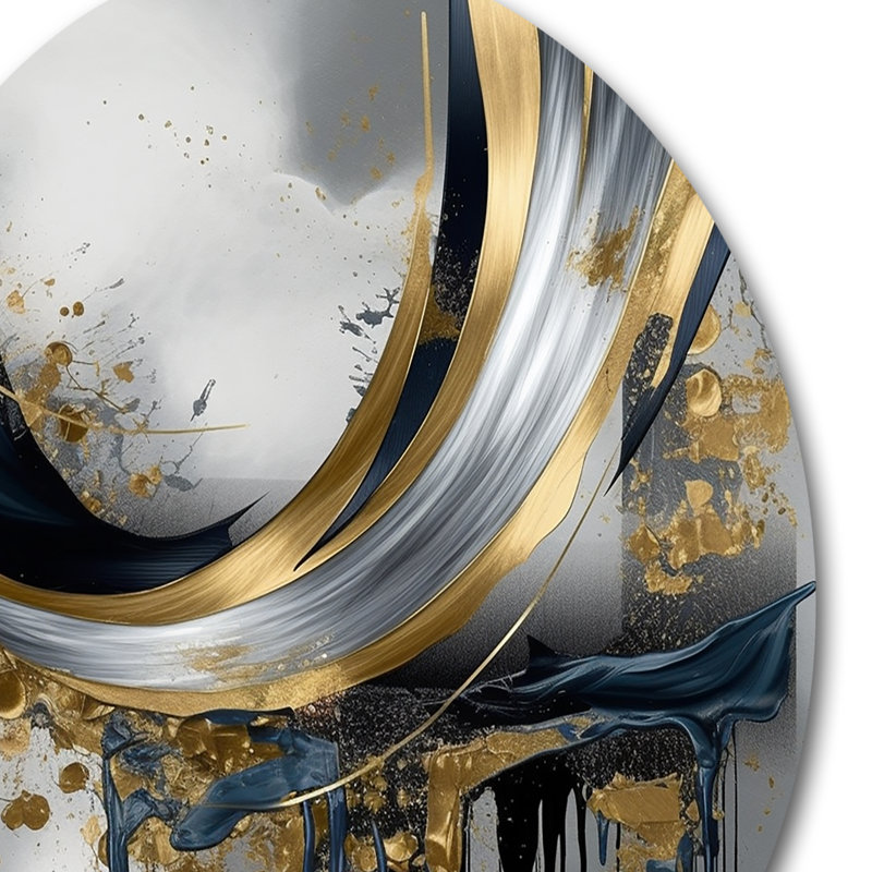 Shapes And Lines Abstract Marble V Abstract Wall Decor on Metal, 16" H x 16" W x 1" D