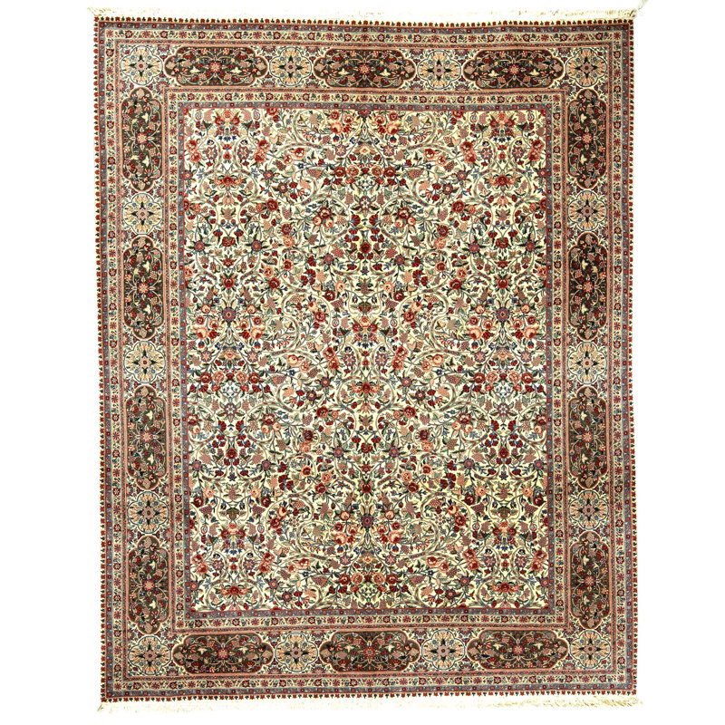 Tapis rectangulaire en laine noué à la main