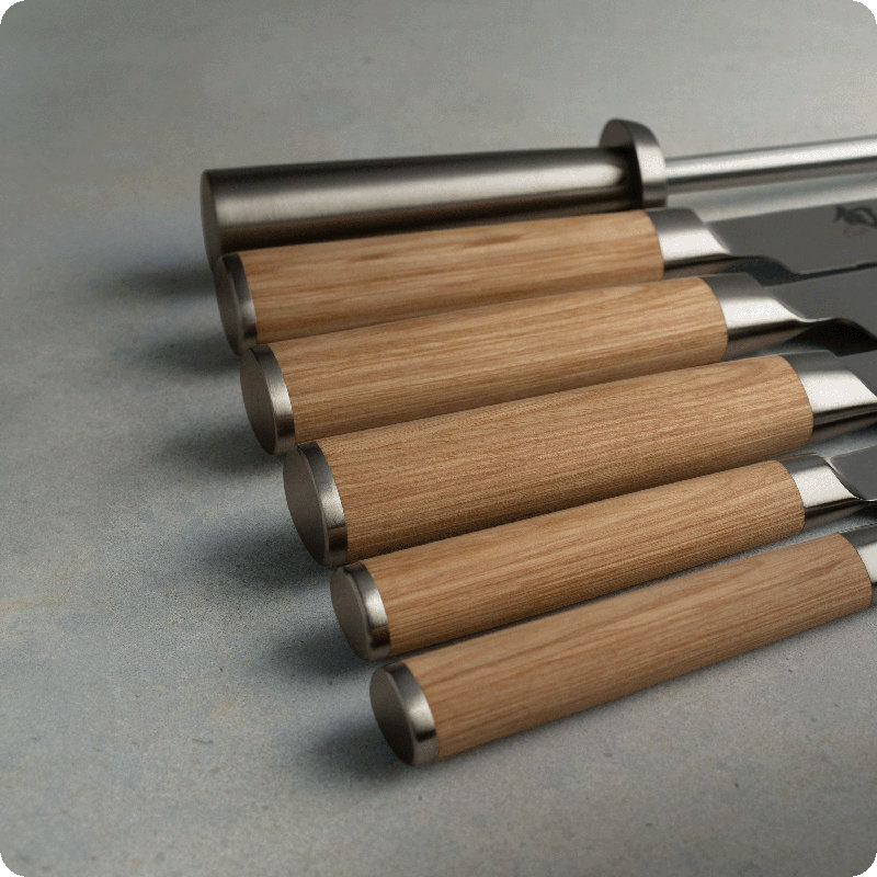 Shun Classic Blonde 7 Piece Block Set, Includes 5 Classic Blonde Knives, Honing Steel and Knife Block, Handcrafted Japanese Knife Set, Damascus Stainless Steel Cladding, Pakkawood Handle
