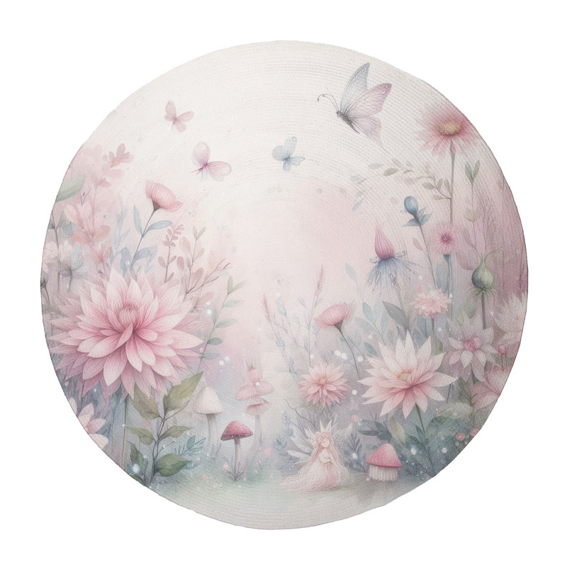 Tapis tressé Secret Bloom, Rond 5 pi