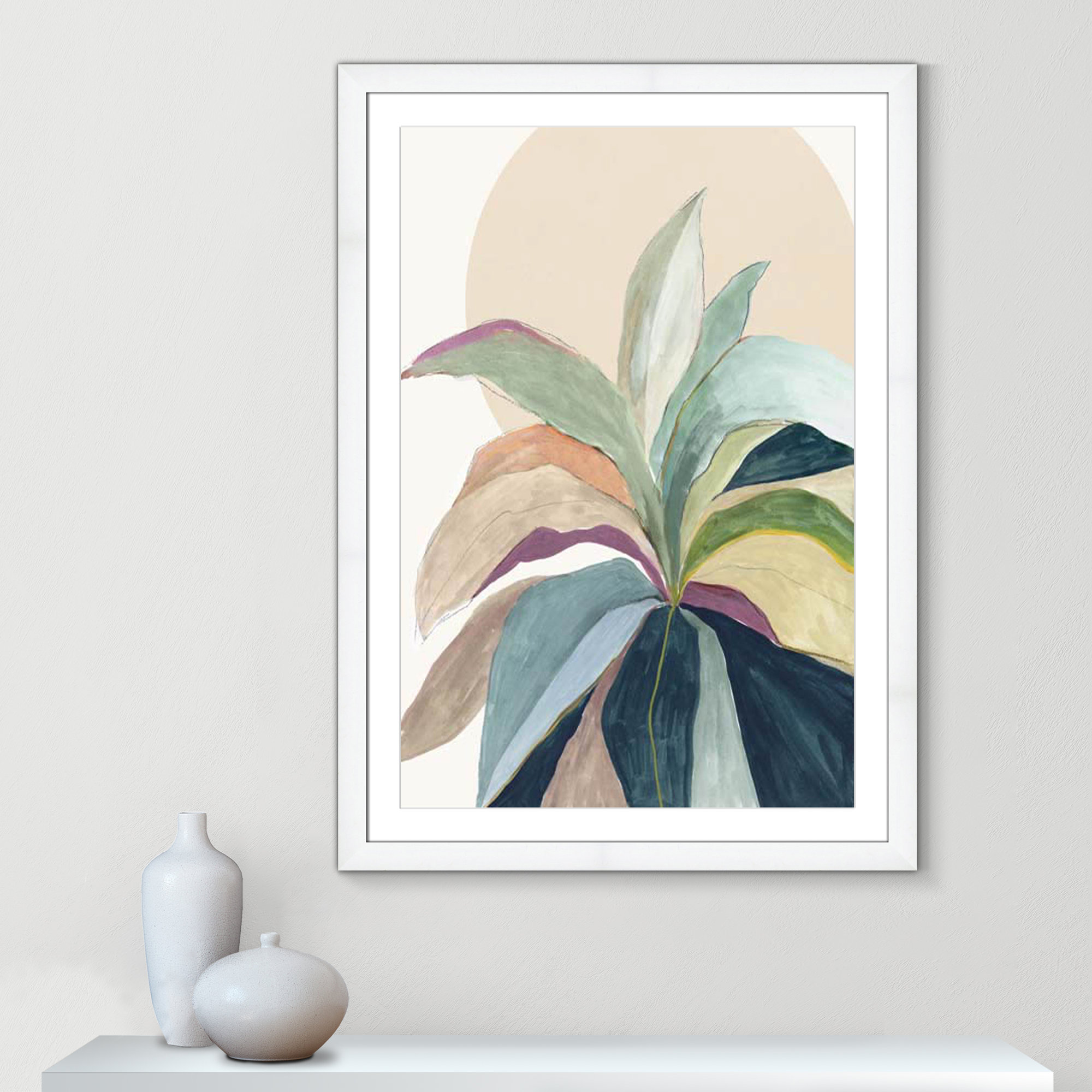 Sherbrooke Sunny Bright Leaves II Framed On Paper by Asia Jensen Print, 43" H x 31" W x 1.25" D  , White Cube Frame Matted