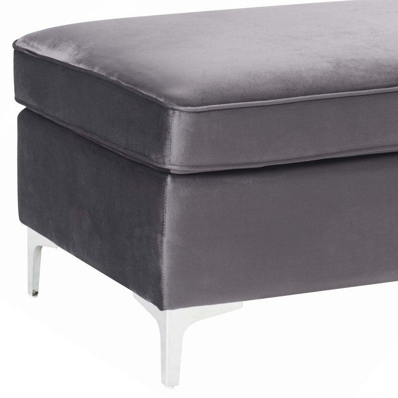 Repose-pieds gris en velours