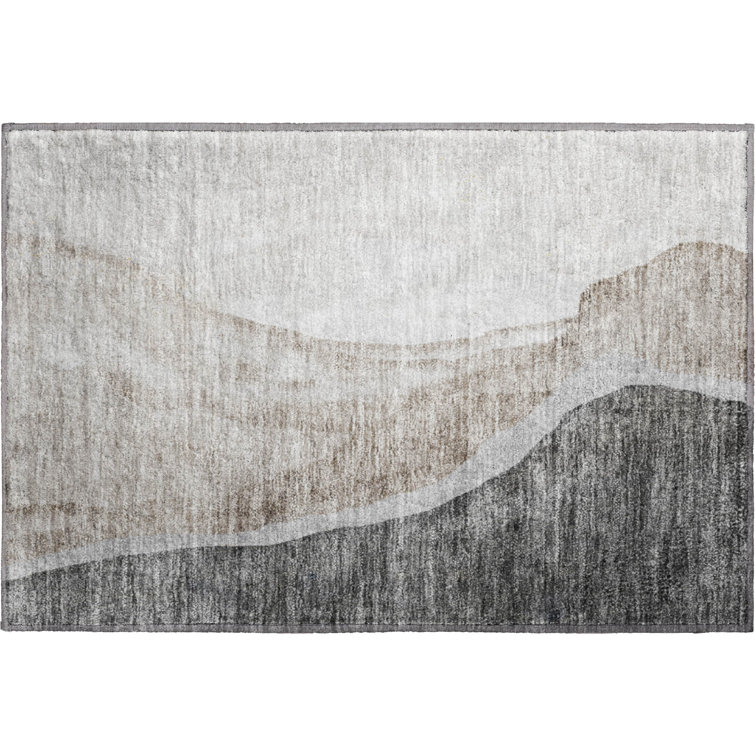 Premium Machine Washable Prisco Charcoal Rug