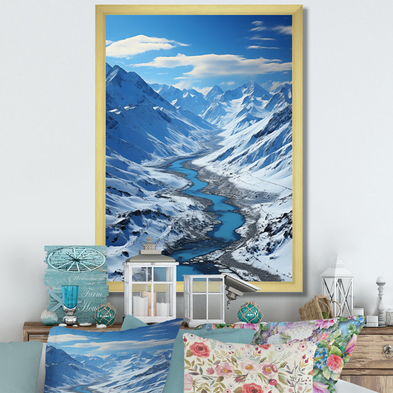 Burchinal Alaska Glacial Flow II - impression, Encadrement doré, H 44 po x l 34 po x P 1,5 po