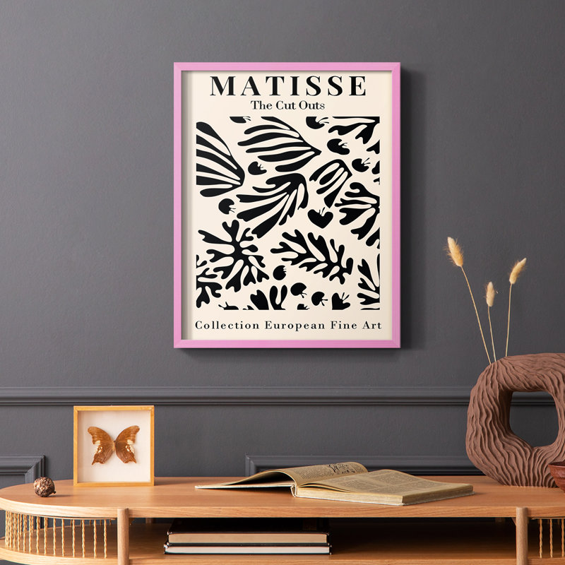 Matisse XCVI, reproduction encadrée - bois massif, Rose, H 10 po x l 8 po x P 1 po