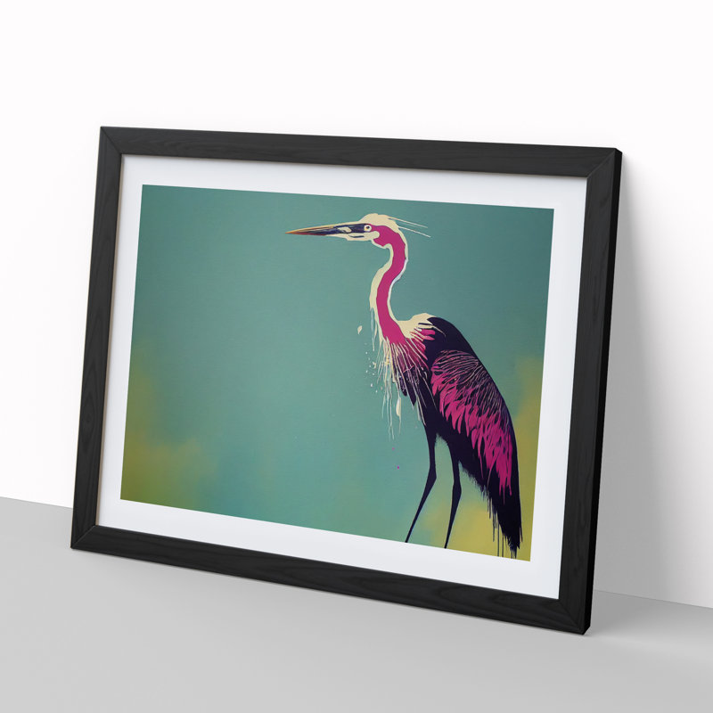 Heron Bird Splash Vol.1 Abstract - Single Picture Frame Print, Black, 46cm H x 64cm W x 2cm D