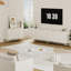 Buffet 47,2 po à 3 portes avec tablettes et commode décorative blanche pour le salon-108814161